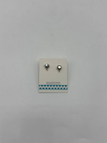 Small Silver Teardrop Earrings with Opal