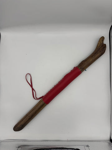 Wooden Talking Stick with Red Leather