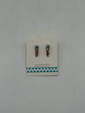 Silver Earrings with Turquoise, Blue and Black Stone (Stacked Color)