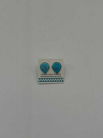 Small Silver and Turquoise Teardrop Earrings