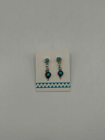 Small Dangle Silver and Turquoise Earrings