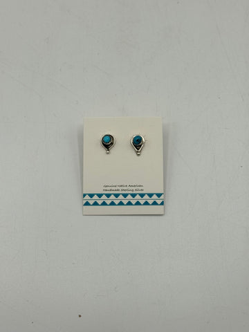 Small Silver Teardrop Earrings with Turquoise