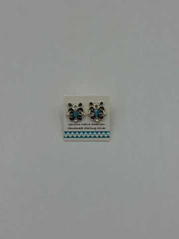 Silver Butterfly Earrings with Small Turquoise Stone