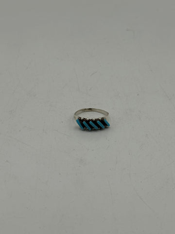 Silver Ring With Angled Turquoise Pieces