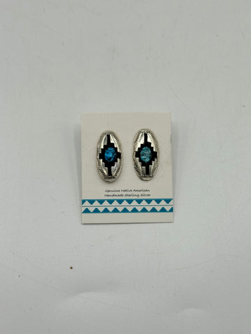 Southwest Style Silver Earrings with Turquoise Stone