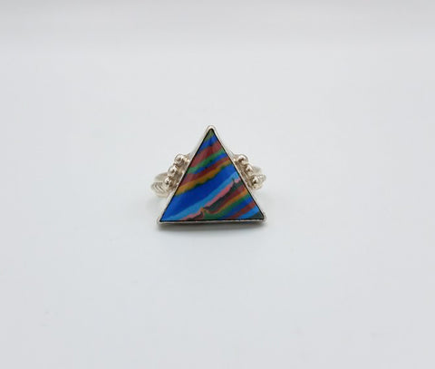 Silver and Rainbow Calcitica Ring | From Albuquerque