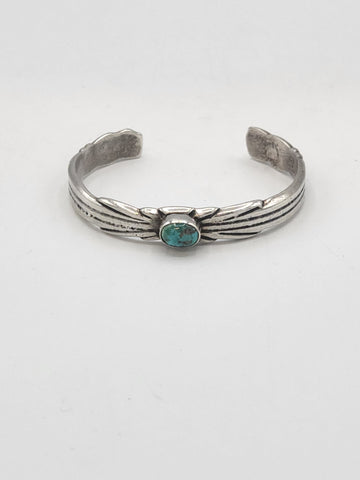 Silver Bracelet Cuff with Turquoise Stone