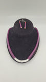 Disk bead and necklace and earring set - purple and white