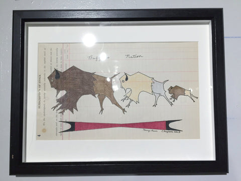 "Buffalo Nation" - Framed Ledger Art | George Levi