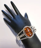 Silver and Oval Amber Stone Bracelet | From Albuquerque