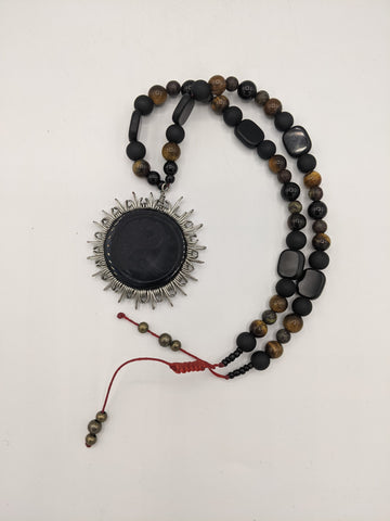 "Yin Yang" Beadwork & Obsidian | Susana Huitron Alanco