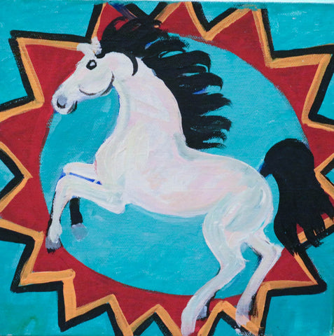 Horse with Sun - Acrylic Painting | Sharon "Okee-Chee" Skolnick