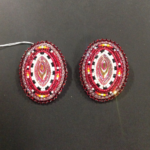 Large Red Beaded Earrings | Sharon Lynn Harvet