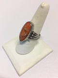 Silver and Apple Coral Ring | From Albuquerque
