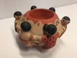 Figures Holding Hands - Small Painted Pot