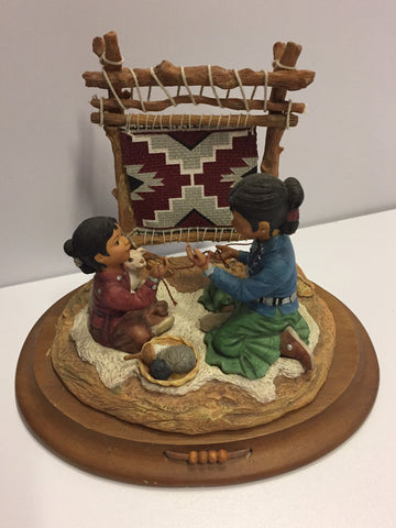 Two Girls Weaving Figurine