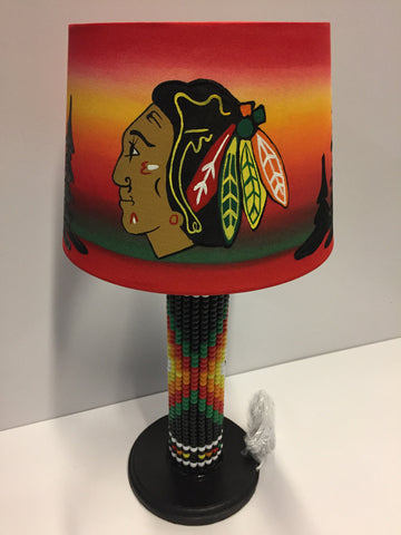 Hand Painted Blackhawks Lamp | Shannon Sanderson