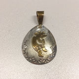 Silver and Gold Kokopelli Teardrop Pendant